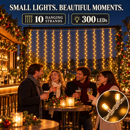 Rideau lumineux LED installation de Noël, lumière chaude, 300 x 300 cm, 300 LED