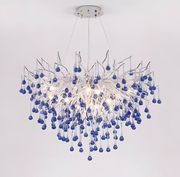 Lustre en cristal CC335/600CH, 7x G9, chrome et cristaux bleus, 60 cm, hauteur réglable
