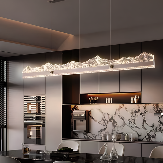 Lustre LED suspendu avec télécommande MARISTELLA 90W, Lumière Froide/Chaude/Neutre 3000K/4000K/6000K, Dimmable, Hauteur réglable, Or, Métal et Cristal