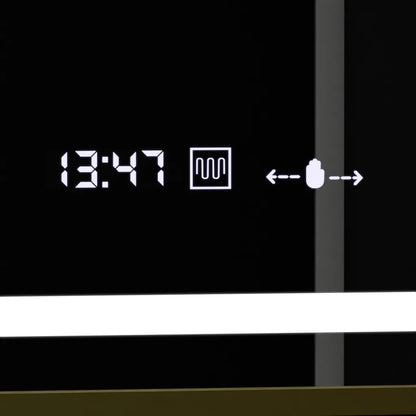 Miroir LED rectangulaire, 100 x 80 cm, Verite Royale Gold Motion Glow Marcello, système anti-buée, horloge et thermomètre, intensité variable