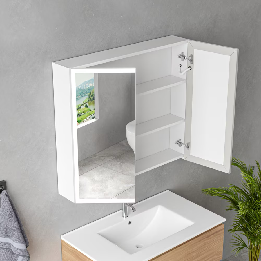 Miroir LED avec armoire MODA 80x70 cm éclairage périmétrique blanc et capteur tactile