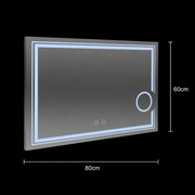 Miroir LED rectangulaire, 80x60cm, CANTO Touch, système anti-buée, intensité variable
