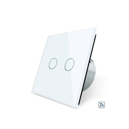 Interrupteur tactile sans fil, double, blanc, verre sécurisé, titre par défaut Livolo Alessandro Design