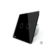 Interrupteur tactile sans fil, double, noir, verre sécurisé, Livolo