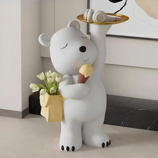 Lampadaire en forme d'ours avec plateau, décor élégant pour vase à fleurs joyeux et lampadaire Titre par défaut Alessandro Design