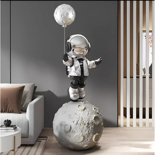 Lampe LED Astronaute en Résine Argentée Veioze & Default Title Alessandro Design Lamp