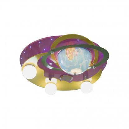 Lustre Beti, 3*E27, rose avec jaune, métal et bois