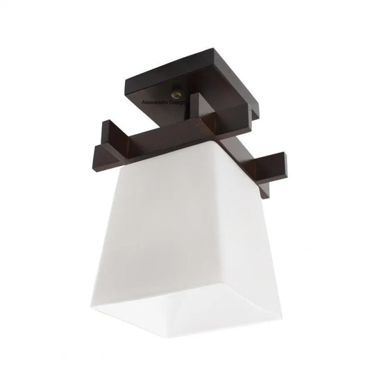 Lustre Cala, 1 x E27, marron avec lustres classiques blancs, bois et verre Titre par défaut Alessandro Design