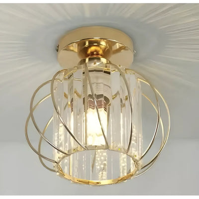 Lustre Cora 1XE27, doré, métal et cristal