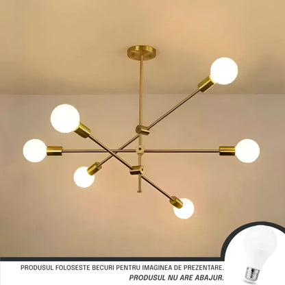 Lustre Dariya, 3 bras, 6x E27, métal, doré