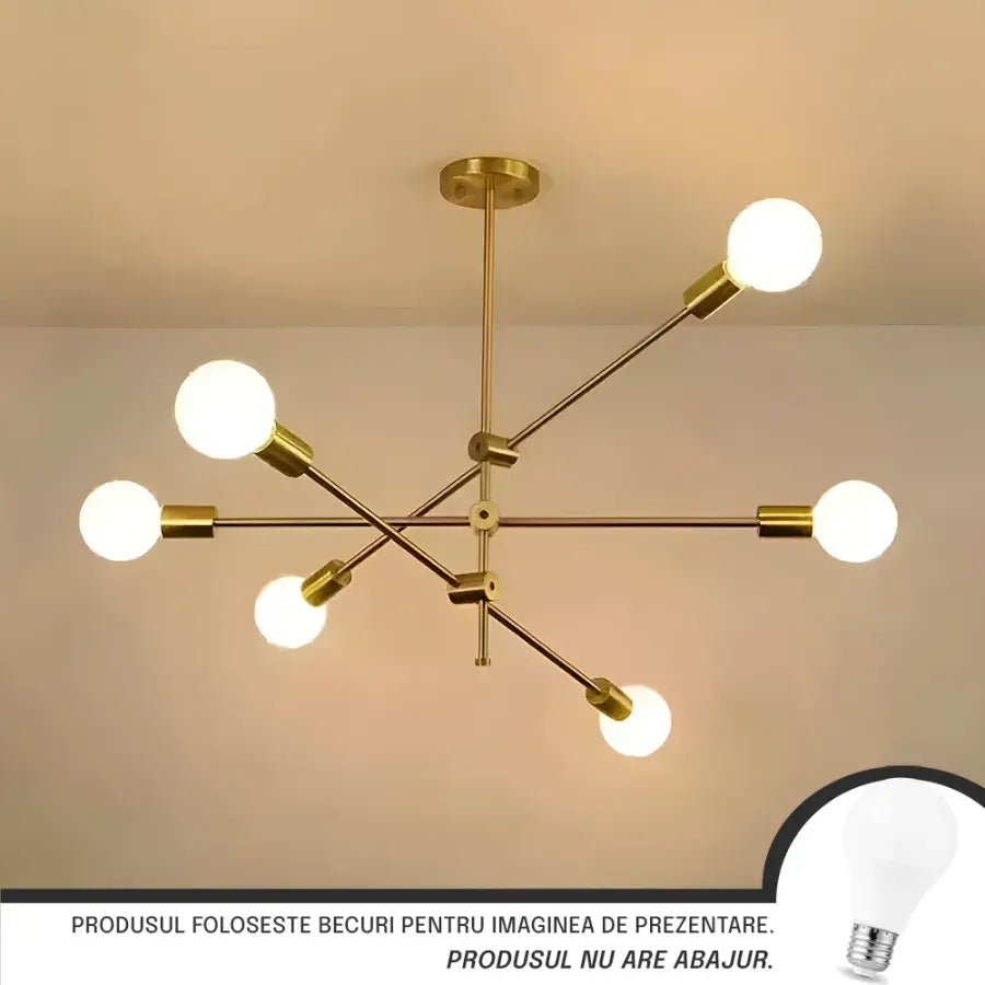 Lustre Dariya, 3 bras, 6x E27, métal, doré