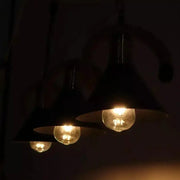 Lustre en corde, 3*E27, marron, métal et ficelle