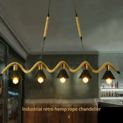Rope Chandelier, 5*E27, Brown, Metal and String LV570/5BK