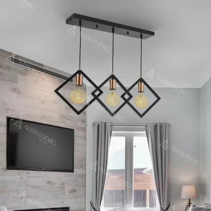 Lustre Fresi, 3*E27, Métal, Noir