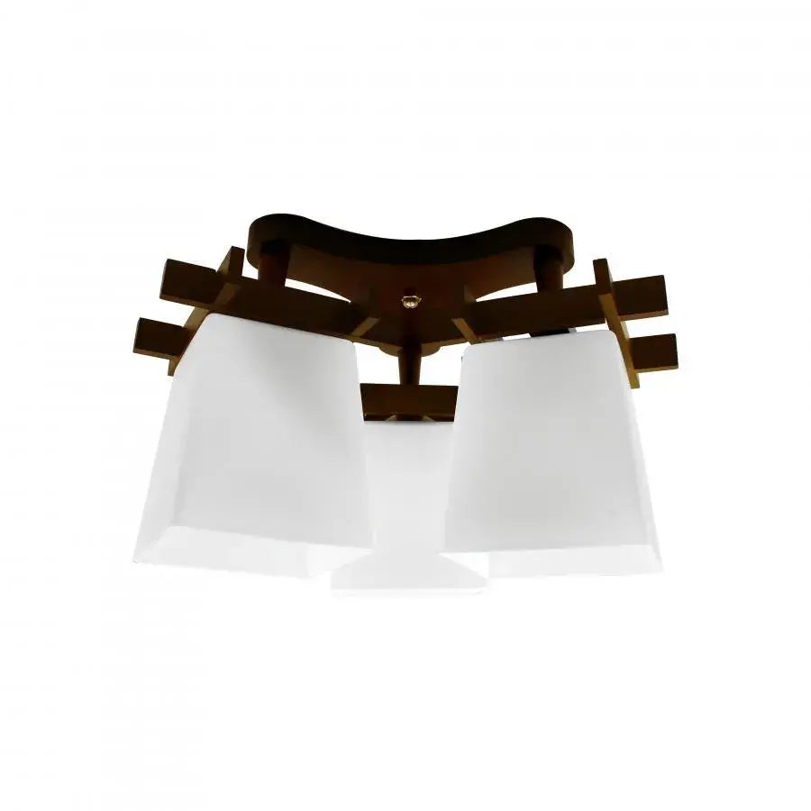 Lustre Jade, 3*E27, blanc avec marron, métal et verre