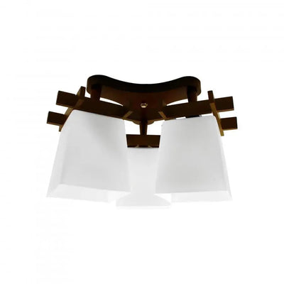 Lustre Jade, 3*E27, blanc avec marron, métal et verre