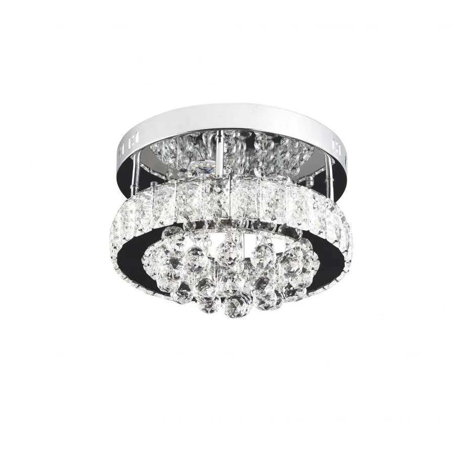 Lustre LED en cristal ABEL 24W, Diamètre 47cm, Lumière Froide/Chaude/Neutre, Chrome Brillant