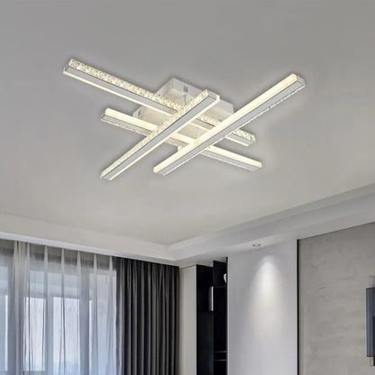 Lustre LED avec télécommande ABIGAIA 136W, 4 Éléments, Linéaire, Lumière Froide/Chaude/Neutre, Dimmable, Blanc