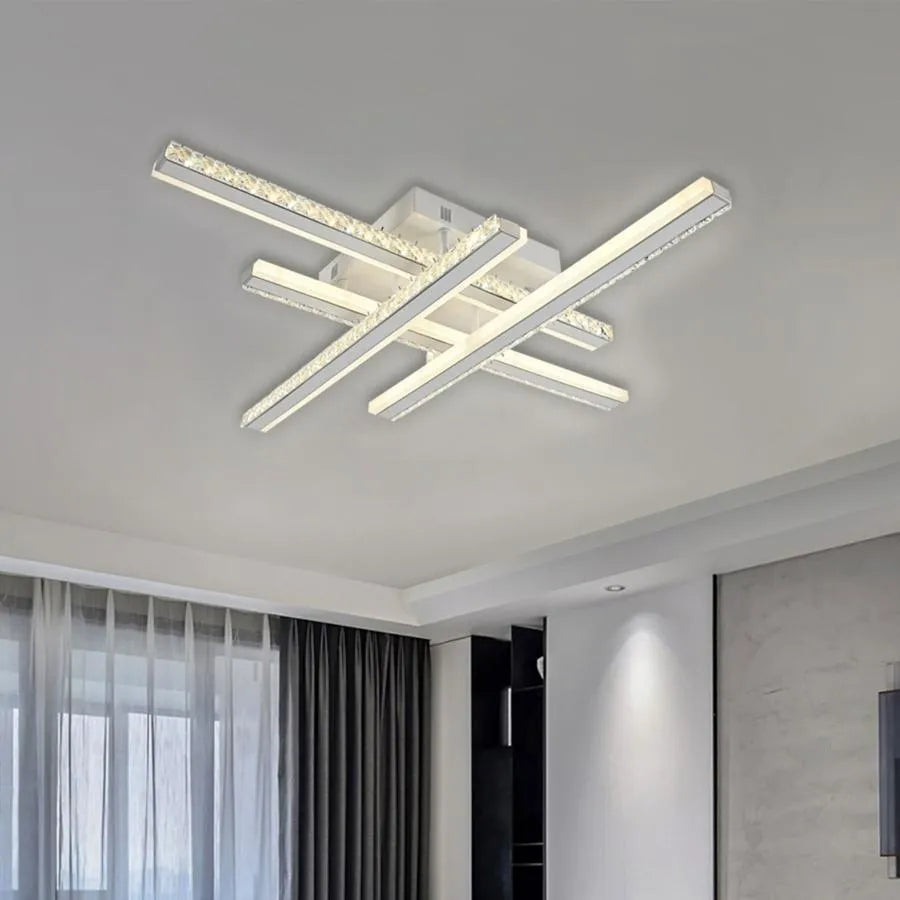 Lustre LED avec télécommande ABIGAIA 136W, 4 Éléments, Linéaire, Lumière Froide/Chaude/Neutre, Dimmable, Blanc