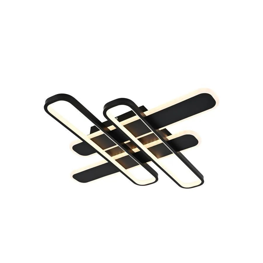 Lustre LED avec télécommande AFINA 120W, 4 éléments, Lumière Froide/Chaude/Neutre, Dimmable, Noir