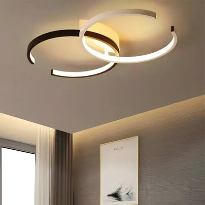 Lustre LED avec télécommande VECTOR SEMIARC 40W, 2 Éléments, Lumière Froide/Chaude/Neutre, Dimmable, Noir Blanc