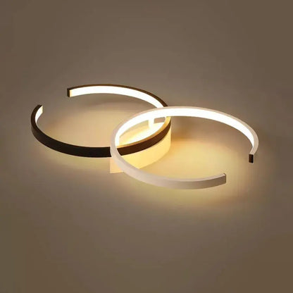 Lustre LED avec télécommande VECTOR SEMIARC 40W, 2 Éléments, Lumière Froide/Chaude/Neutre, Dimmable, Noir Blanc