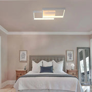 Lustre LED avec télécommande LANDYN 37W, 2 Carrés, Lumière Froide/Chaude/Neutre, Dimmable, Blanc