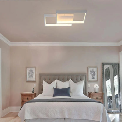 Lustre LED avec télécommande LANDYN 37W, 2 Carrés, Lumière Froide/Chaude/Neutre, Dimmable, Blanc