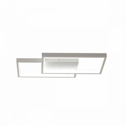 Lustre LED avec télécommande LANDYN 37W, 2 Carrés, Lumière Froide/Chaude/Neutre, Dimmable, Blanc
