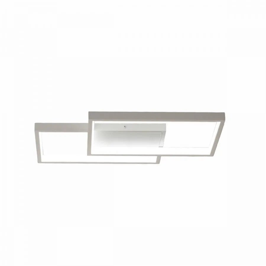 Lustre LED avec télécommande LANDYN 37W, 2 Carrés, Lumière Froide/Chaude/Neutre, Dimmable, Blanc