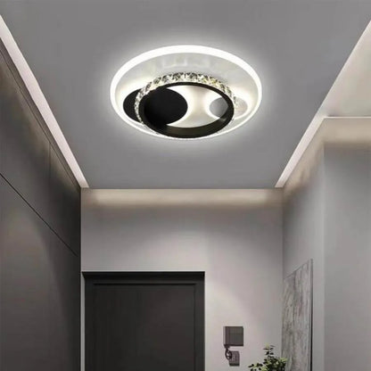 Lustre LED en cristal ARIELLA 39W, Rond, Lumière Froide/Chaude/Neutre, Noir