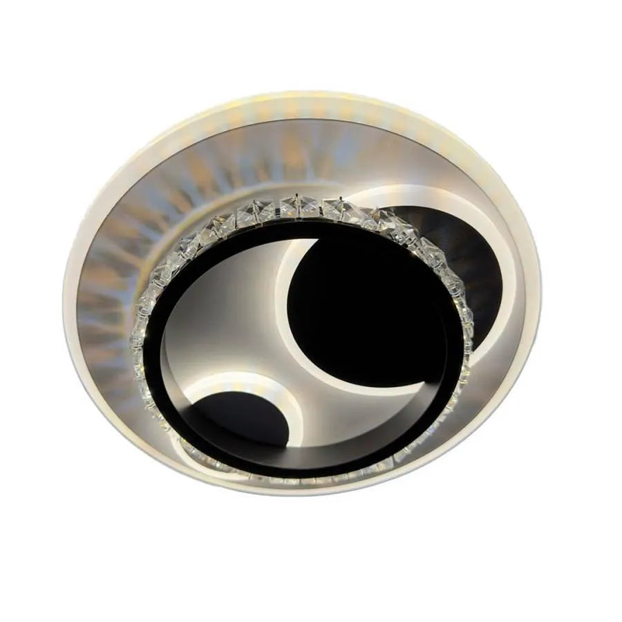 Lustre LED en cristal ARIELLA 39W, Rond, Lumière Froide/Chaude/Neutre, Noir