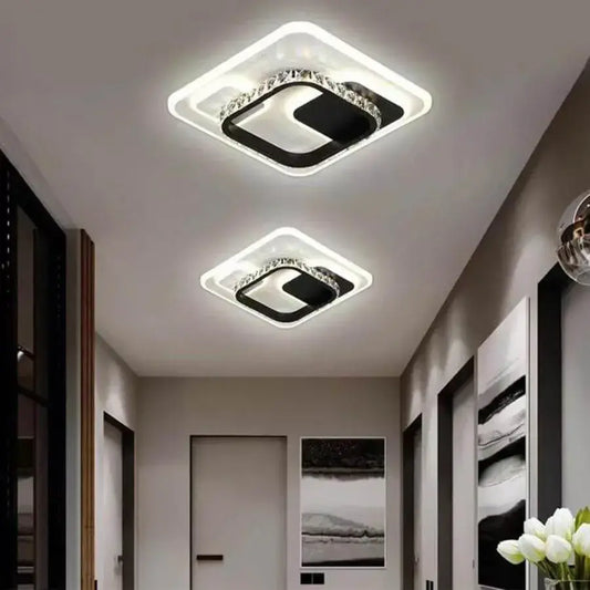 Lustre LED en cristal ARIELLA 39W, Carré, Lumière Froide/Chaude/Neutre, Noir