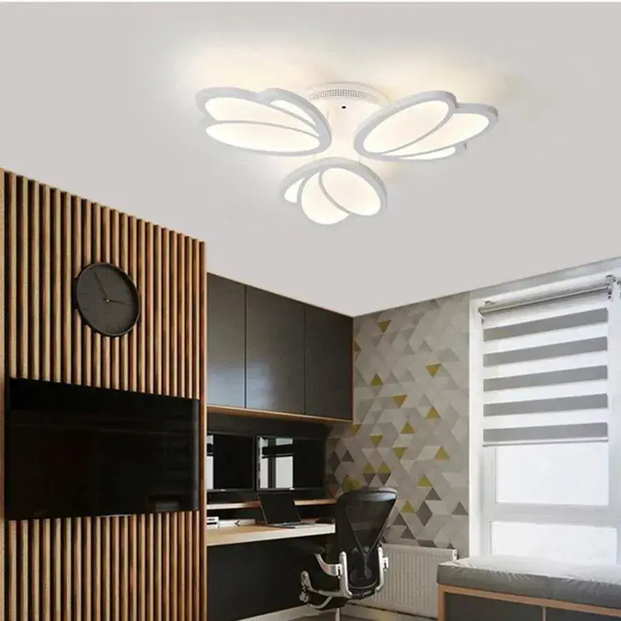 Lustre LED avec télécommande TULIP 45W, 3 Pétales, Lumière Froide/Chaude/Neutre, Gradable, Blanc