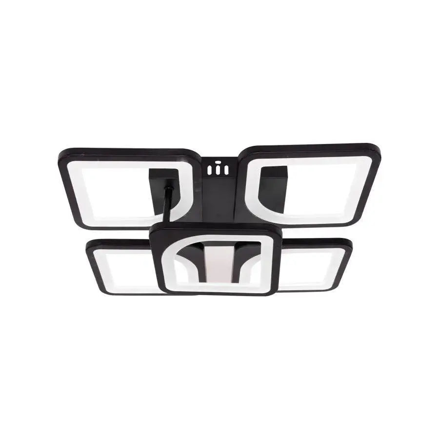 Lustre LED avec télécommande ZOE 68W, 5 carrés, Lumière Froid/Chaud/Neutre, Dimmable, Noir