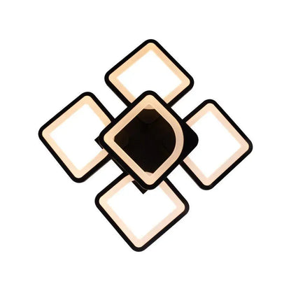 Lustre LED avec télécommande ZOE 68W, 5 carrés, Lumière Froid/Chaud/Neutre, Dimmable, Noir