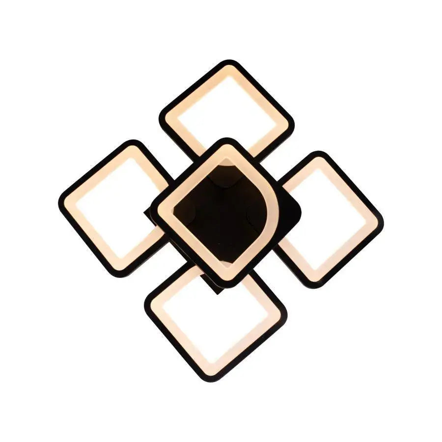 Lustre LED avec télécommande ZOE 68W, 5 carrés, Lumière Froid/Chaud/Neutre, Dimmable, Noir