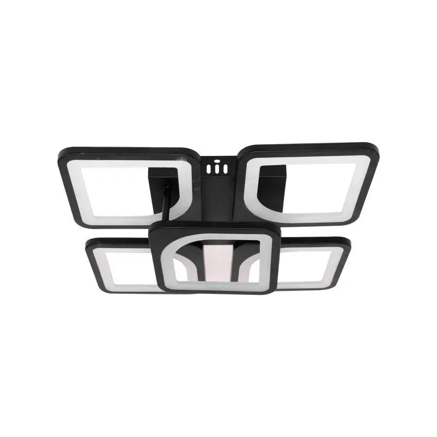 Lustre LED avec télécommande ZOE 68W, 5 carrés, Lumière Froid/Chaud/Neutre, Dimmable, Noir