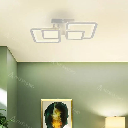 Lustre LED avec télécommande BALANS 44W, 2 Carrés, Lumière Froide/Chaude/Neutre, Dimmable, Blanc