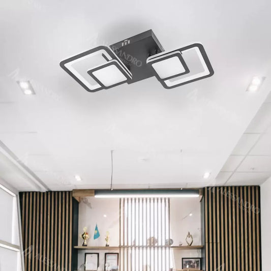 Lustre LED avec télécommande BALANS 44W, 2 Carrés, Lumière Froid/Chaud/Neutre, Dimmable, Noir