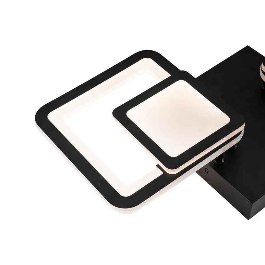 Lustre LED avec télécommande BALANS 44W, 2 Carrés, Lumière Froid/Chaud/Neutre, Dimmable, Noir