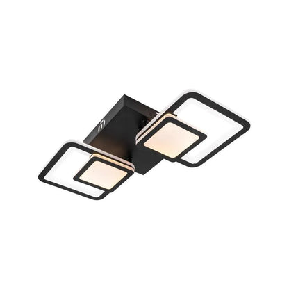 Lustre LED avec télécommande BALANS 44W, 2 Carrés, Lumière Froid/Chaud/Neutre, Dimmable, Noir