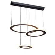 Lustre LED suspendu avec télécommande BLANC 99W, 3 Cercles, Lumière Froid/Chaud/Neutre, Dimmable, Noir, Hauteur Réglable