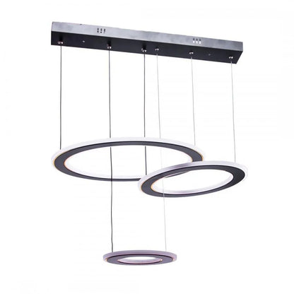 Lustre LED suspendu avec télécommande BLANC 99W, 3 Cercles, Lumière Froid/Chaud/Neutre, Dimmable, Noir, Hauteur Réglable
