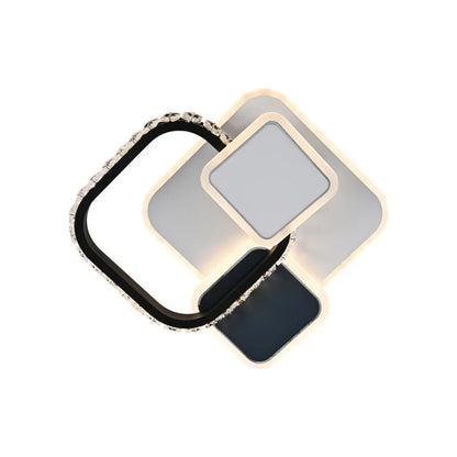 Lustre LED en cristal GELLA 48W, Carré, Lumière Froide/Chaude/Neutre, Noir Blanc