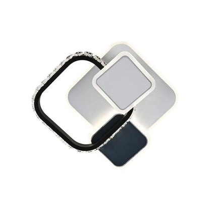 Lustre LED en cristal GELLA 48W, Carré, Lumière Froide/Chaude/Neutre, Noir Blanc