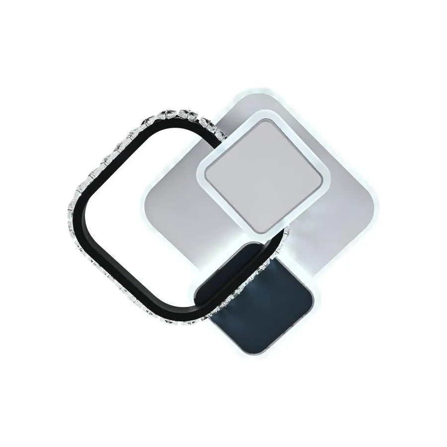 Lustre LED en cristal GELLA 48W, Carré, Lumière Froide/Chaude/Neutre, Noir Blanc