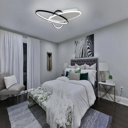 Lustre LED avec télécommande LIGURIA 81W, 3 Ovales, Lumière Froide/Chaude/Neutre, Dimmable, Noir Blanc