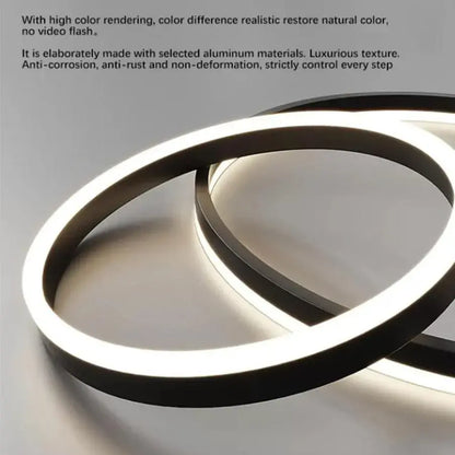 Lustre LED suspendu avec télécommande CASIANA 85W, 3 Cercles, Lumière Froide/Chaude/Neutre, Dimmable, Noir, Hauteur Réglable