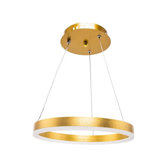 Lustre LED suspendu avec télécommande AZARIAH 38W, 1 Cercle, Lumière Froid/Chaud/Neutre, Intensité Variable, Or Brillant, Hauteur Ajustable